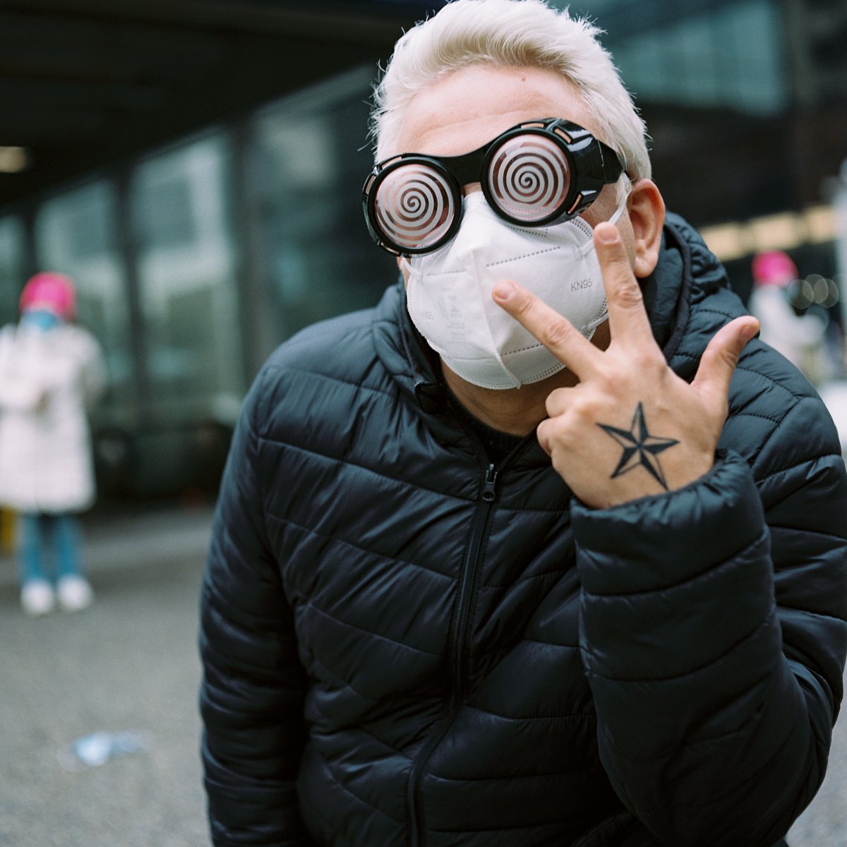 You meet the most interesting people at Granville and Georgia in Vancouver. Shot on film. instagram.com/p/CZ7g-VgPc6e/