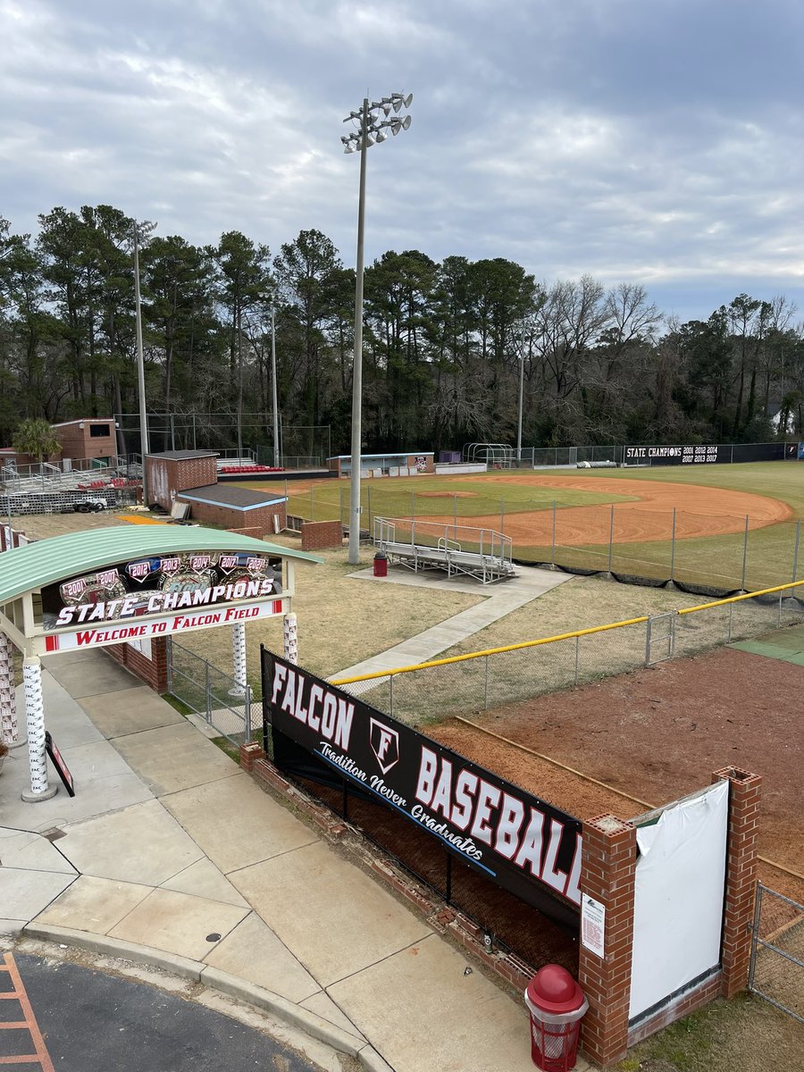 ACFloraBaseball's tweet photo. As the 2022 season approaches. @WKPackPrinting updated our gazebo sign welcoming you to FALCON FIELD. First update with many more on the horizon. Exciting time to be a Falcon 
@FloraAthletics https://t.co/8jqT78WnOX