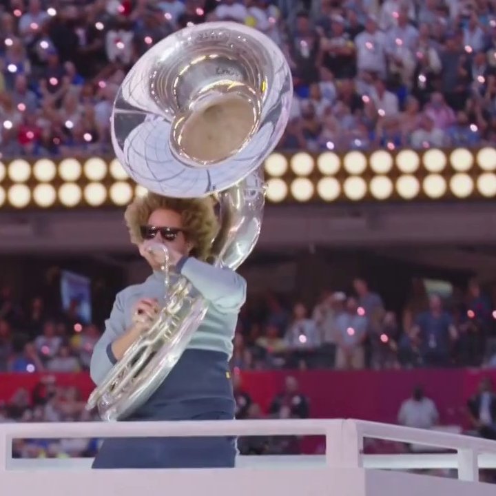 SNFonNBC's tweet image. This tuba player has been waiting for this moment THEIR WHOLE LIFE! #SBLVI
