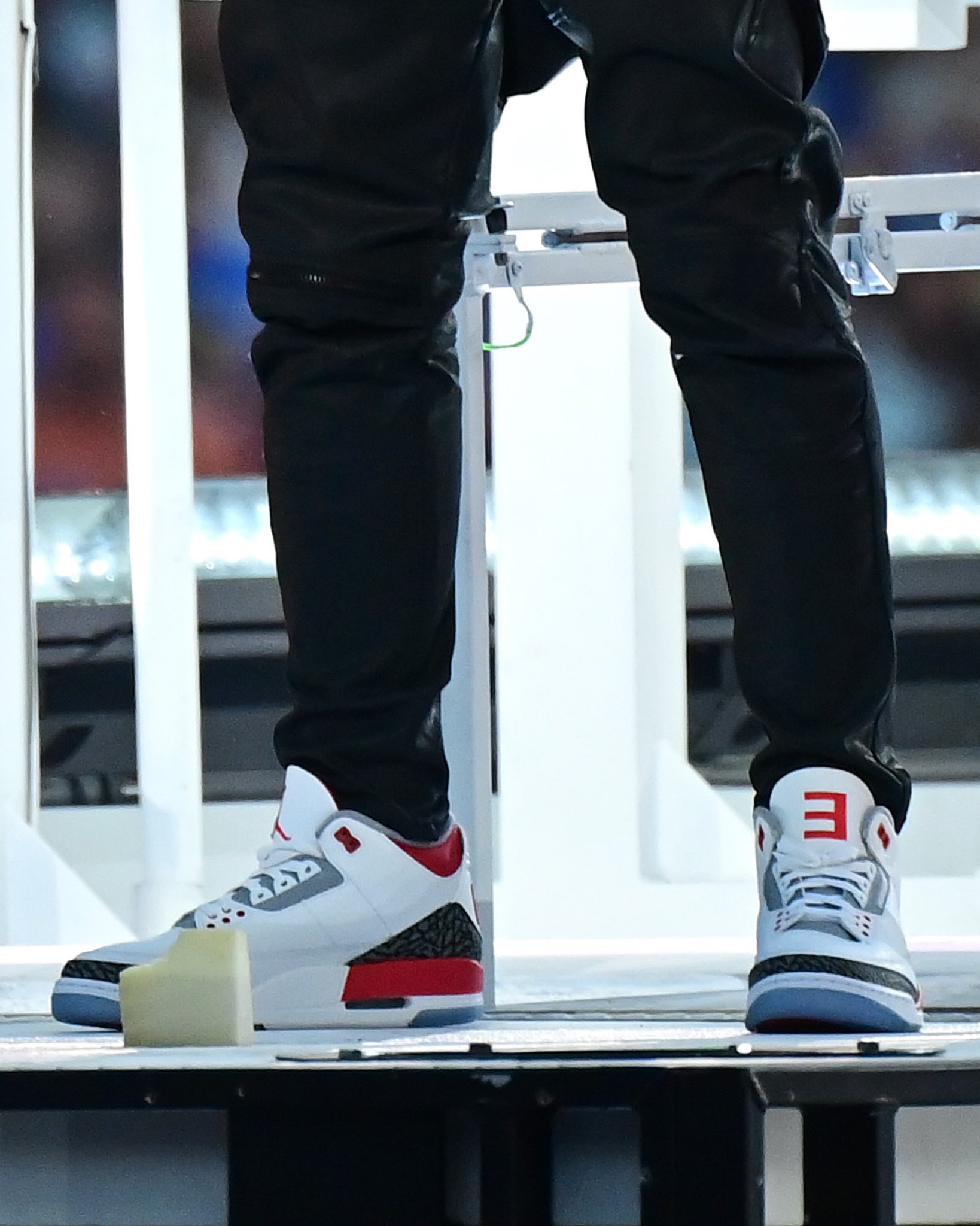 Complex Sneakers on X: '.@Eminem debuts a PE version of the “Fire Red” Air  Jordan 3. #SuperBowl  / X