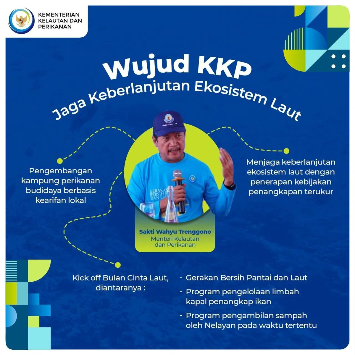 Berbagai terobosan telah dicanangkan oleh Menteri Trenggono <a href="/saktitrenggono/">Sakti Wahyu Trenggono</a> salah satunya telah diluncurkan Bulan Cinta Laut yaitu gerakan bersih pantai dan laut serta beberapa terobosan lainnya.

#LautIndonesiaBebasSampah #KKPAccelerate #SaktiWahyuTrenggono