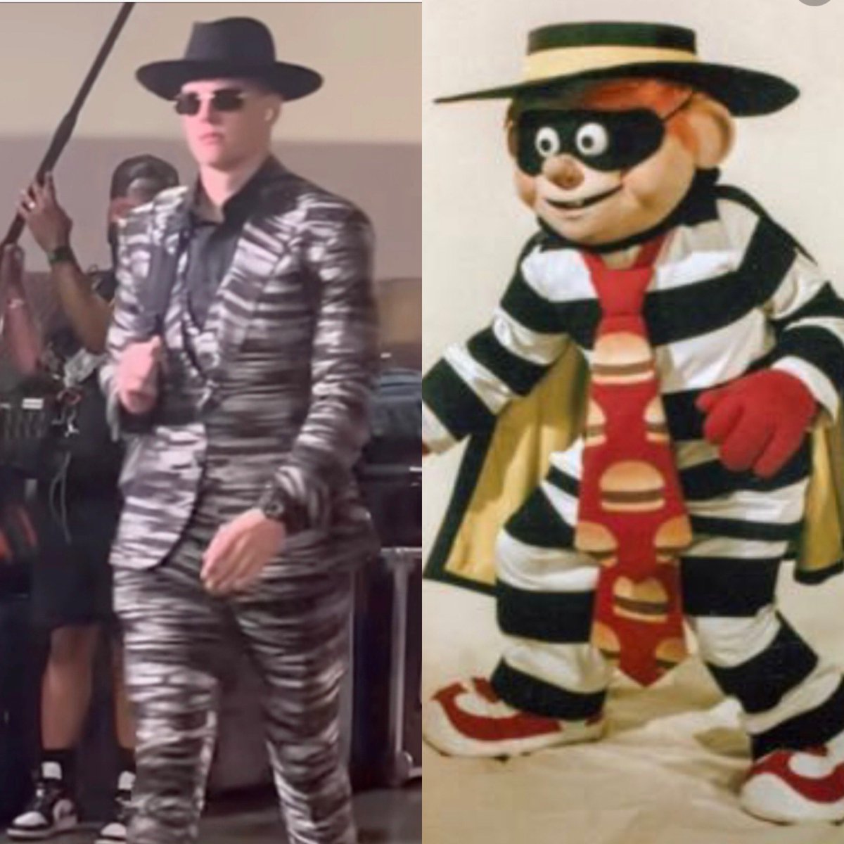 HPWILLIAMS10's tweet photo. Joe Burrow or the Hamburglar? #SuperBowl https://t.co/REhMGTHJbb