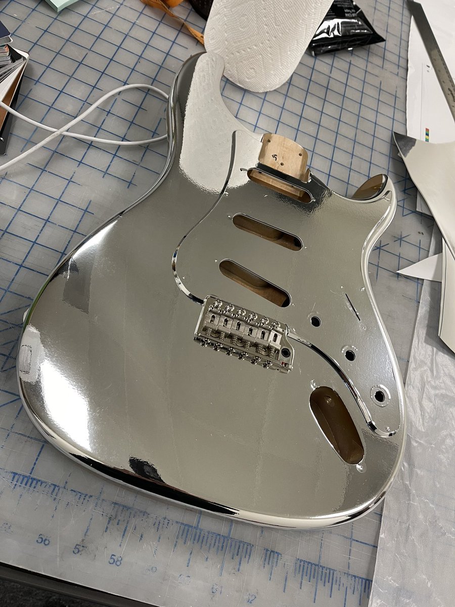 Behind the scenes with the one-off chrome Silver Sky. Wrapped by the production team for the Super Bowl halftime show and played by PRS artist Rob Gueringer. #superbowl #superbowlhalftimeshow