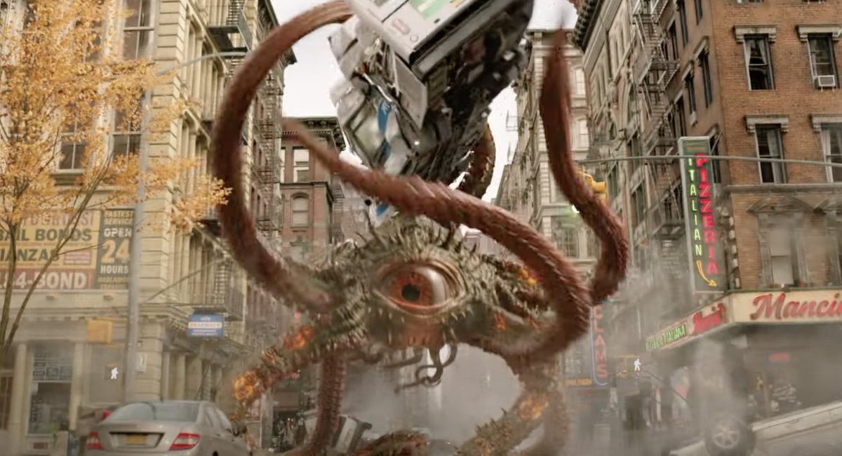 MarvelOfficialM's tweet photo. Definitivamente es SHUMA GORATH, y si está atacando algún universo, puede ser el de Tobey Maguire de Sam Raimi. Se dice que tendrá un cameo, y la forma de colorear la ciudad me parece muy conocida. https://t.co/D9PmT6h2zi