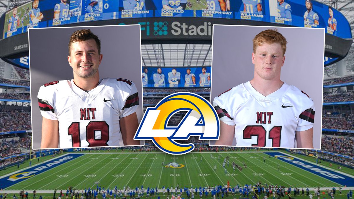 DID YOU KNOW? @MITFootball juniors Brian Bailey and Jay Theriault worked as interns for the Super Bowl Champion LA Rams during the summer of 2021! 🏆 #RollTech