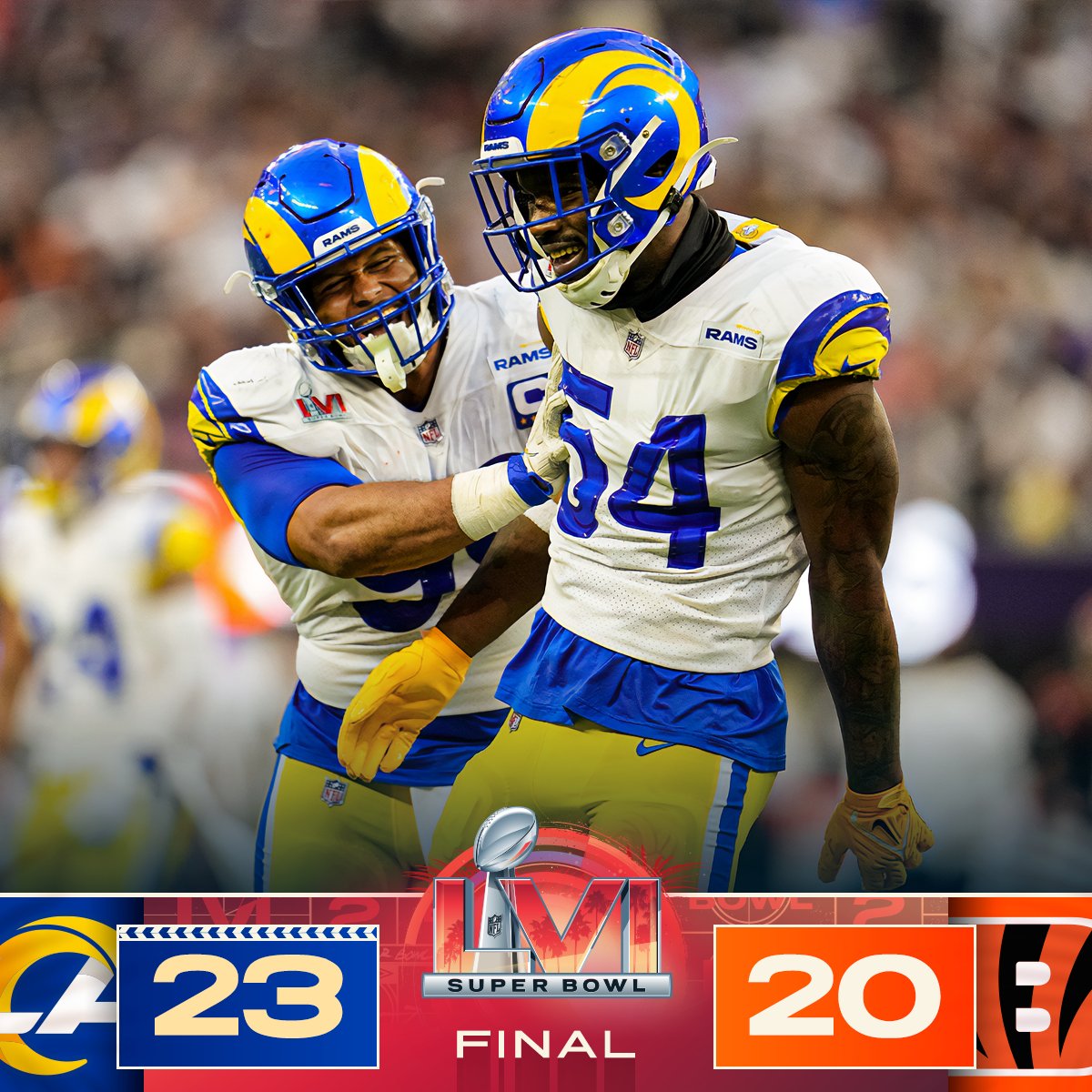 NFL on X: FINAL: The @RamsNFL win Super Bowl LVI in LA! #SBLVI #RamsHouse   / X