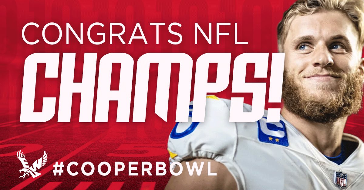WHAT A GAME! Congrats <a href="/CooperKupp/">Cooper Kupp</a> and <a href="/RamsNFL/">Los Angeles Rams</a>! #CooperBowl 🦅❤️🐏 #GoEags #ProEags