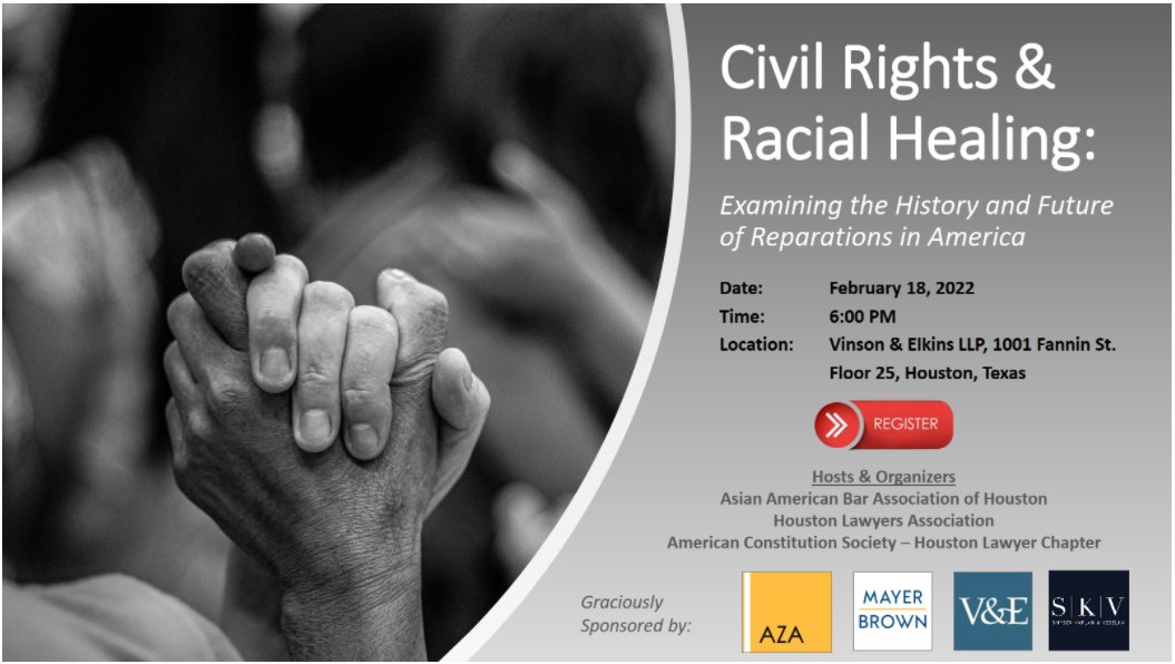 manthonyhunter's tweet image. LET'S DISCUSS! 
Join me this Friday at 6 pm CST for my opening remarks for a discussion about Civil Rights and Racial Healing with Black and Asian American leaders and community.
Free Registration:👇🏿👇🏿aabahouston.com/event-4679329
@AABAHouston @acslaw