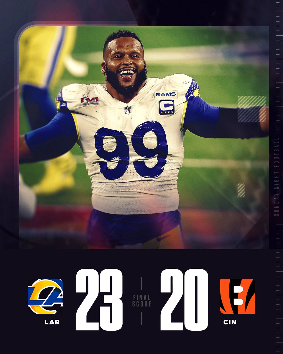 SNFonNBC's tweet photo. The FINAL from #SBLVI.

#RamsHouse https://t.co/5LUymn0Ib0