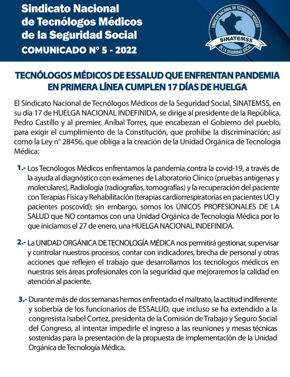 DavidSilvaTMTFR's tweet photo. Exigimos UNIDAD ORGÁNICA de Tecnología Médica AHORA.GINO DAVILA basta de  discriminar a los Tecnólogos Médicos. @EsSaludPeru
@chabelitacongre
@PedroCastilloTe
@BetssyChavez
@rojas_cerron
@congresoperu
@MTPE_Peru
@Minsa_PERU
@cgt_peru
#UnidadOrgánica
#TecnologíaMédica https://t.co/bu4IYIJNpW