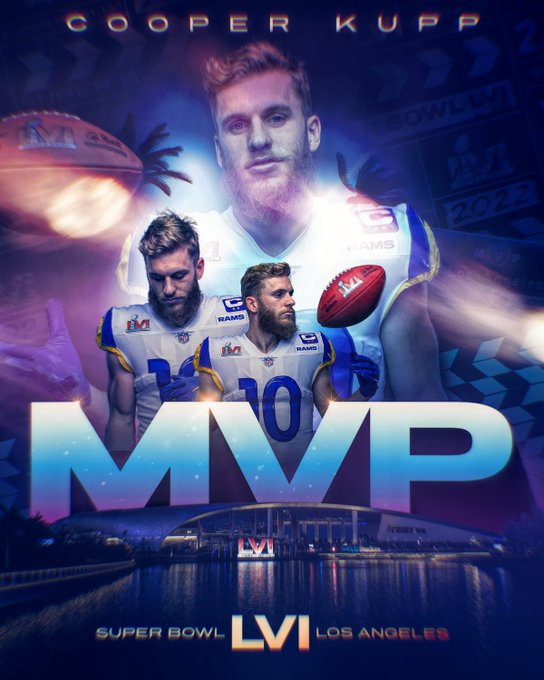 VibronSport's tweet photo. Cooper Kupp MVP
#SuperBowl https://t.co/l8yb5fZ6fB