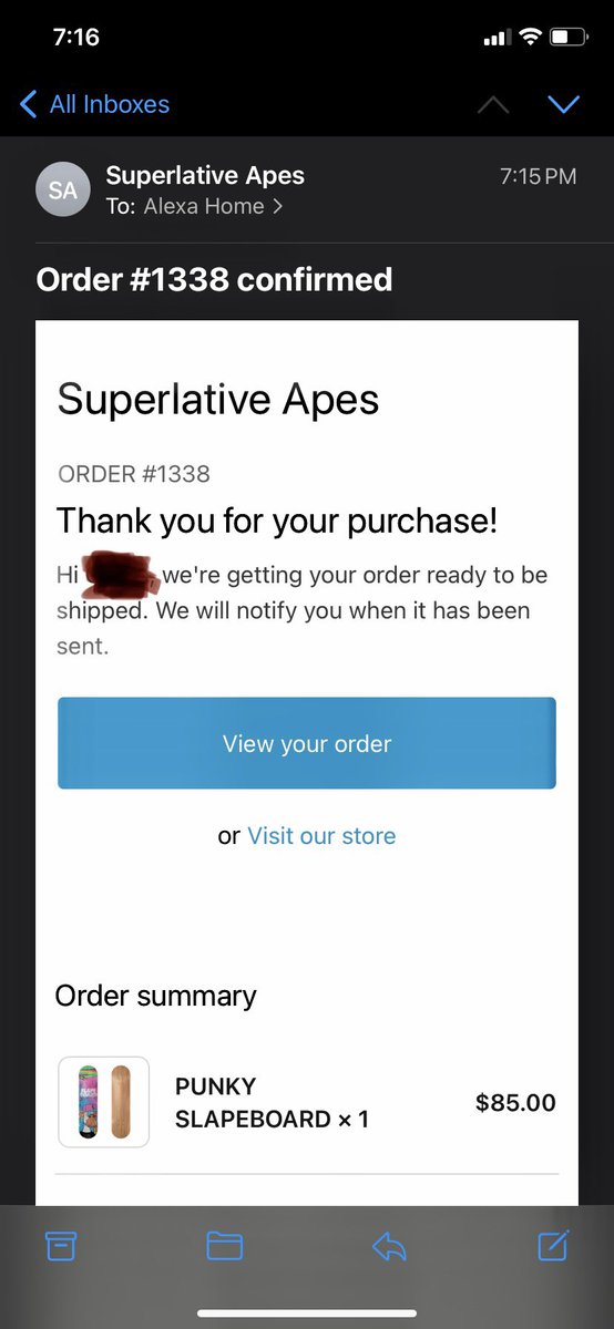 PauIRevere1775's tweet photo. Stoked I was able to get a punky #slapeboard sold out in 15 minutes!! @SuperlativeApes handle my order with care! https://t.co/cHy3tpRDlR