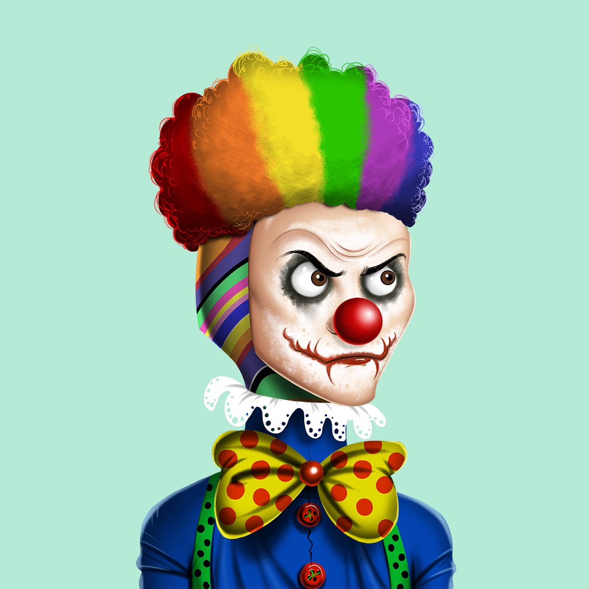 ASWnft's tweet photo. @tokenames Clowns love colors! 
#NFTs #NFTCommunity https://t.co/aVpop3YnAo