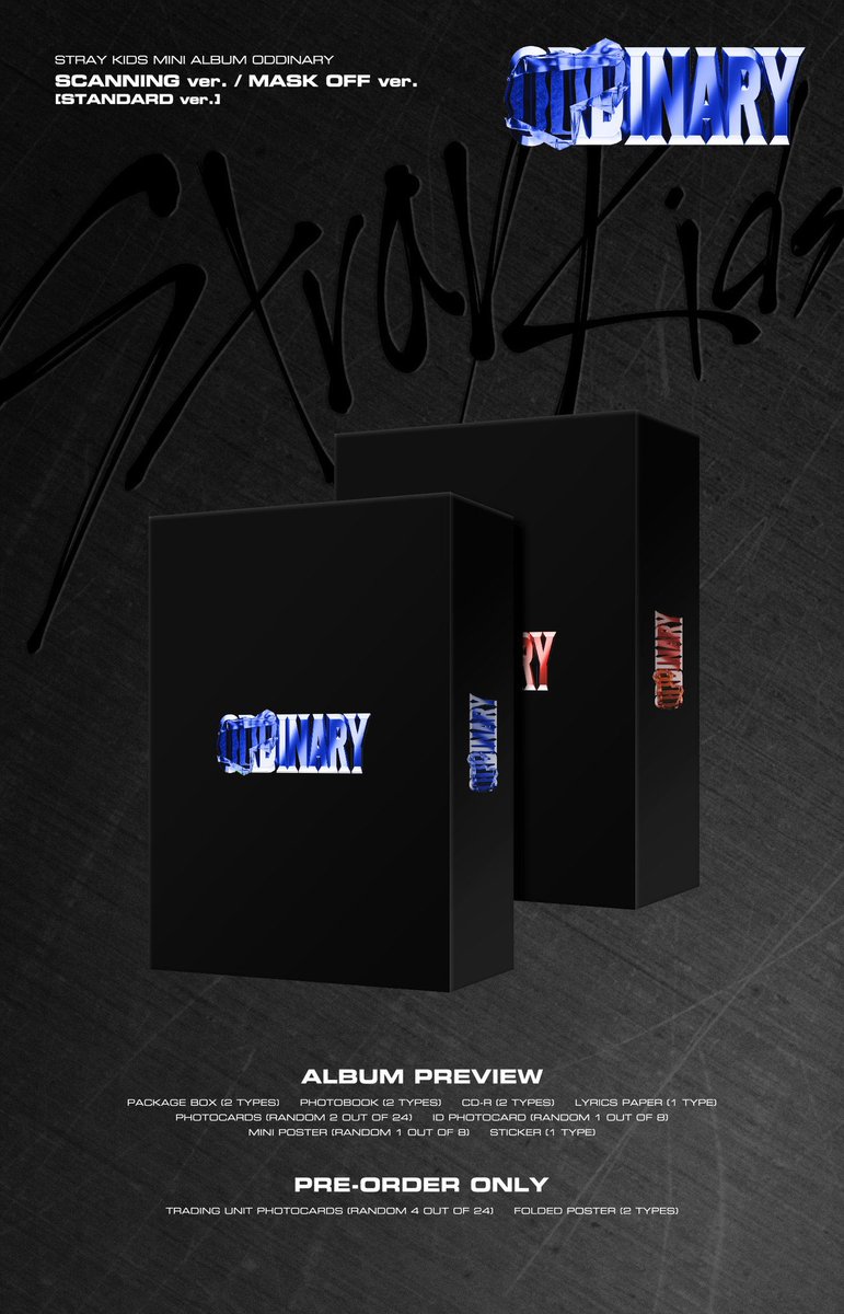 stray kids mini album oddinary worldwide standard album giveaway! 

- ww ✅
- 1 winner 
- shipping fee will be covered by me 

rules:
- rt & follow

ends 25/3 12am kst 

good luck❣️