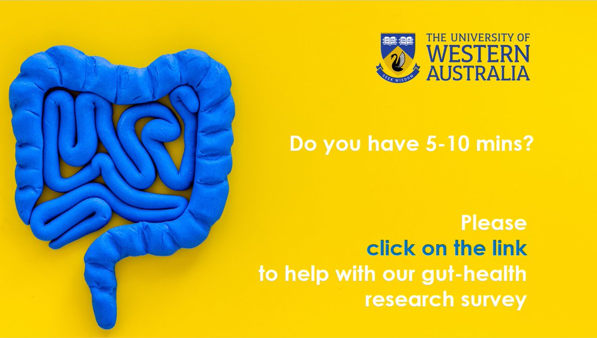 Do you have 5-10 mins to help with gut-health research?
<a href="/MarshallC_UWA/">Marshall Centre</a> need global survey respondents with
• a diagnosis of IBS or 
• healthy guts.
Simply complete this survey at bit.ly/digitalgut

(UWA ethics approval RA/4/1/8893)
#UK #NZ #AUS #USA #IBS
