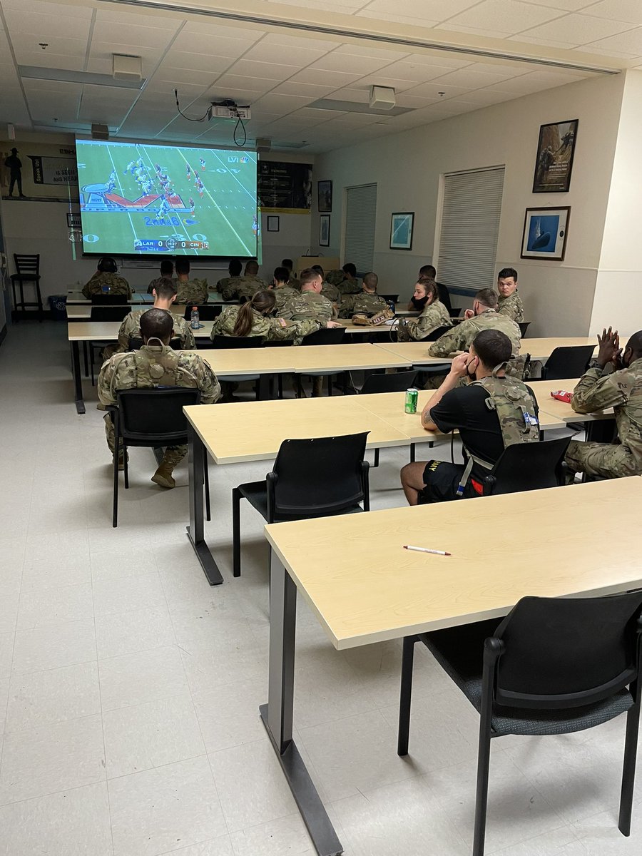 16thAlpha's tweet photo. Alpha Company enjoying the Super Bowl. Great way to bring the soldiers together! #AvengersLeadTheWay #TrainToMaintain @16thAlpha @16OD_BN @59thOrdnanceBDE https://t.co/Qs0QrxLTll