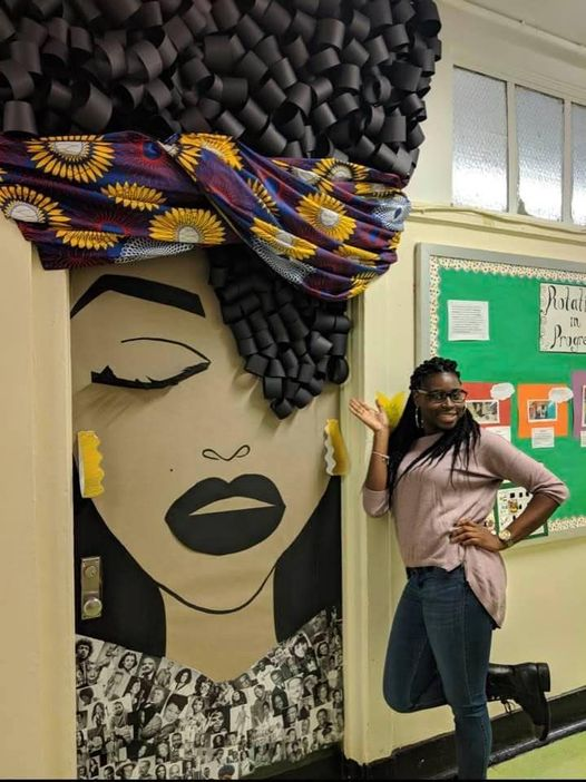 A teacher designed her door for Black History Month.