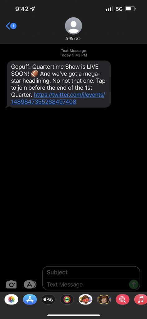 longpondwonder's tweet photo. gopuff the game is over #quartertimeshow https://t.co/QAWCV8Jdmb