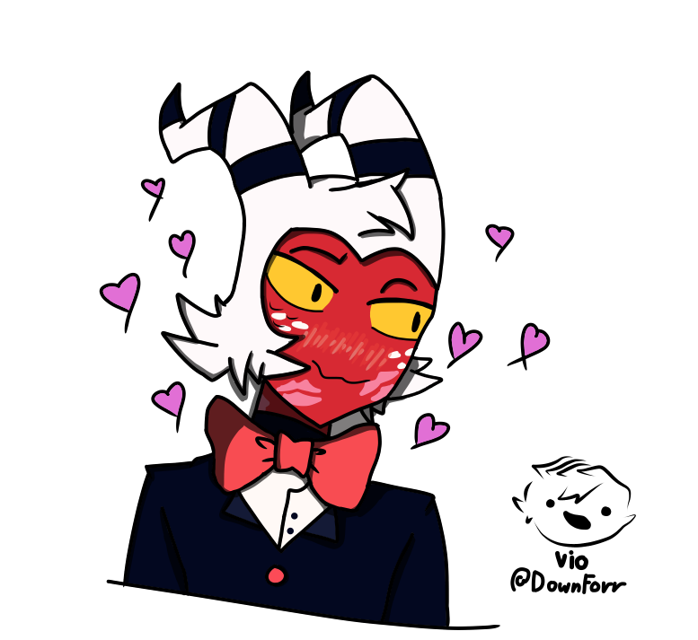 DownForr's tweet image. #HelluvaBoss #HelluvaBossFanart #HelluvaBossMoxxie 

Moxxie overwhelming emotions flooding (Happy Valentine's)