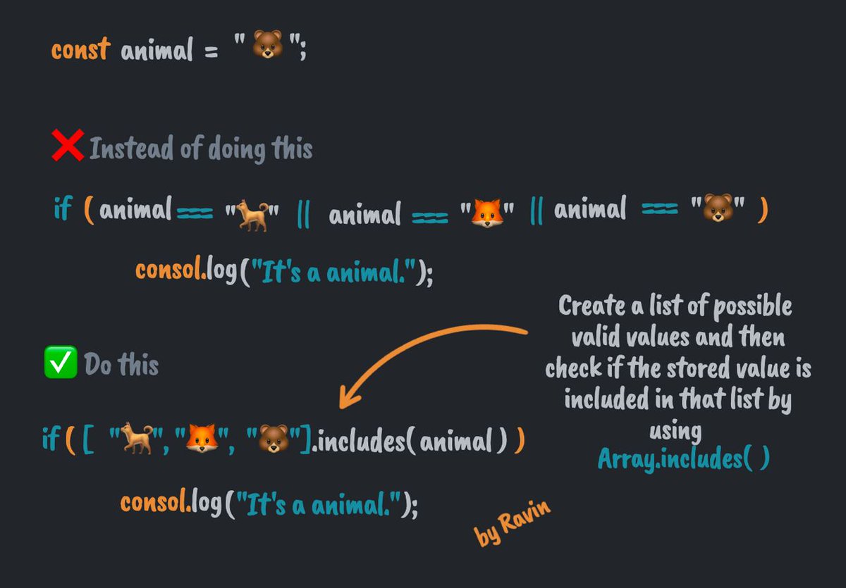 ravinwashere's tweet image. JavaScript tip: A simpler and more efficient way to get the logical OR operator behaviour.