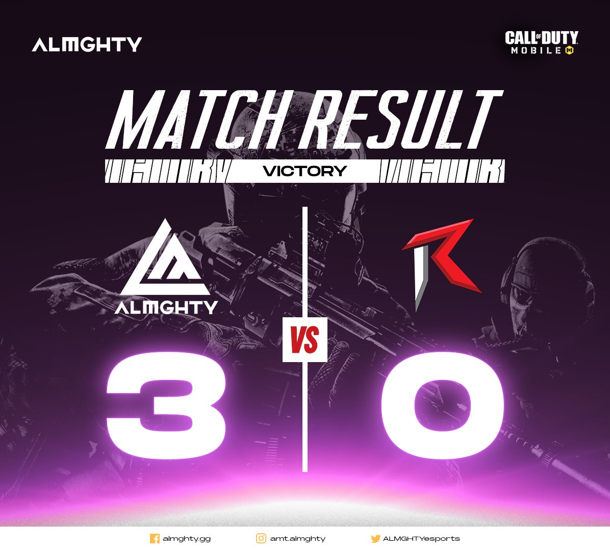 Flawless Victory 💪🏻

Congratulations to the boys for clearing the first match with a flawless victory! Let's keep the spirit up and let's keep winning!

#NewRoster #RoadToWorldsAgain #AMTUpTop #InALMGHTYWeTrust