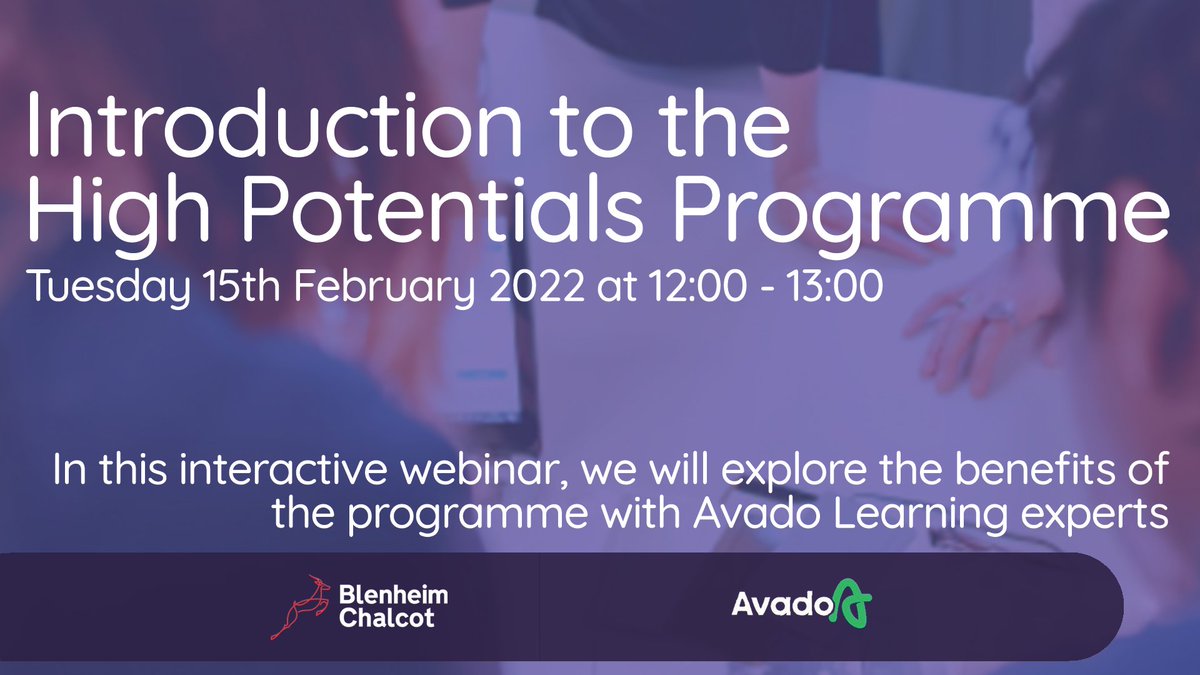 digigreenhouse's tweet photo. Join us tomorrow for the rescheduled #HighPotentialsProgramme webinar delivered by @Avadolearning
In this webinar, we'll take a closer look at the benefits and upskilling opportunities! Find out more,https://t.co/xfCEVtN2K6
#SMARTGuernsey #LearningHub
@blenheimchalcot https://t.co/VMcWsVmIHl