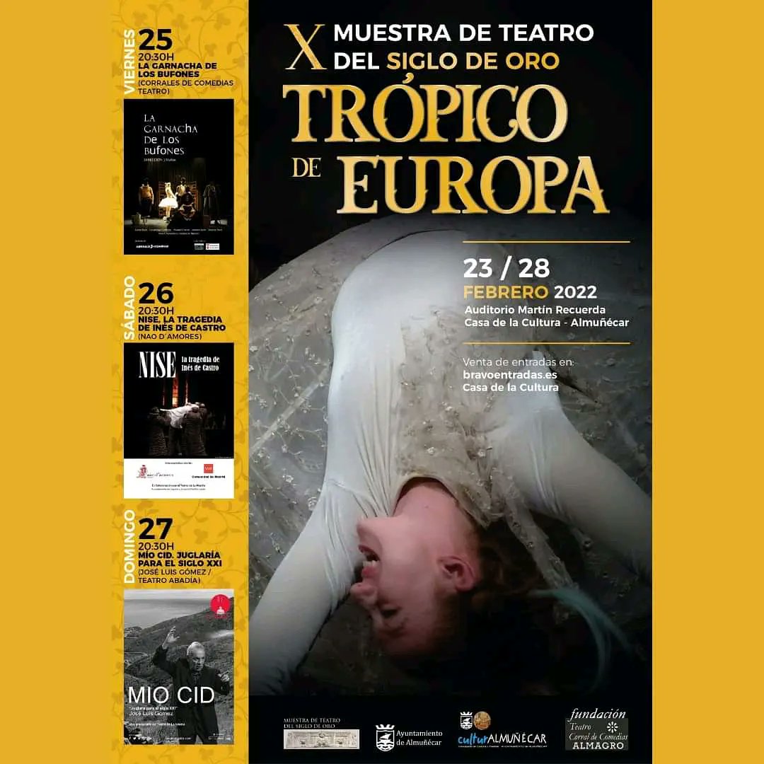 🎭El auditorio Martín Recuerda de Almuñécar (Granada) acogerá del 25 al 27 de febrero la X edición de la Muestra de Teatro del Siglo de Oro Trópico de Europa. 

👉VENTA ANTICIPADA bravoentradas.es y en la Casa de Cultura de Almuñécar de 11 a 13:30h.

 <a href="/CulturAlmunecar/">CulturAlmuñécar</a>