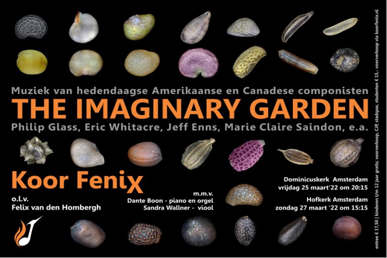 KoorFenix's tweet photo. Op 25 en 27 maart geven we twee concerten met werk van nog levende componisten uit Canada en Amerika, onder de titel The Imaginary Garden. Kaartverkoop via koorleden en via website: https://t.co/8kCNMjchHq https://t.co/urxvN9MAPW