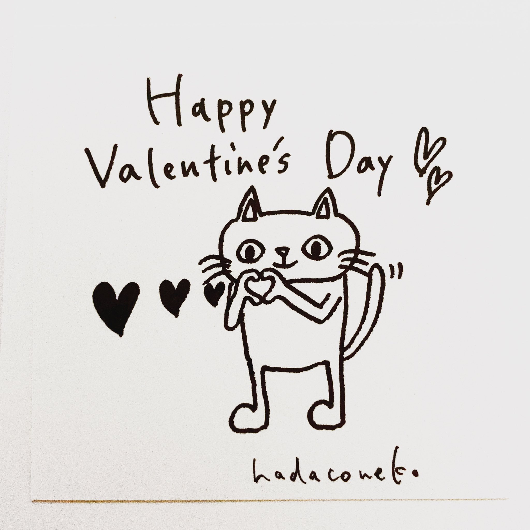 肌子 今日のイラストはコレ ｪ ハートビームを飛ばしてる猫 イラスト 猫 ネコ ねこ オリジナル ペン画 アナログ画 絵 猫の絵 白黒猫 Cat Catart しろねこ ハッピーバレンタイン バレンタインイラスト バレンタインデー
