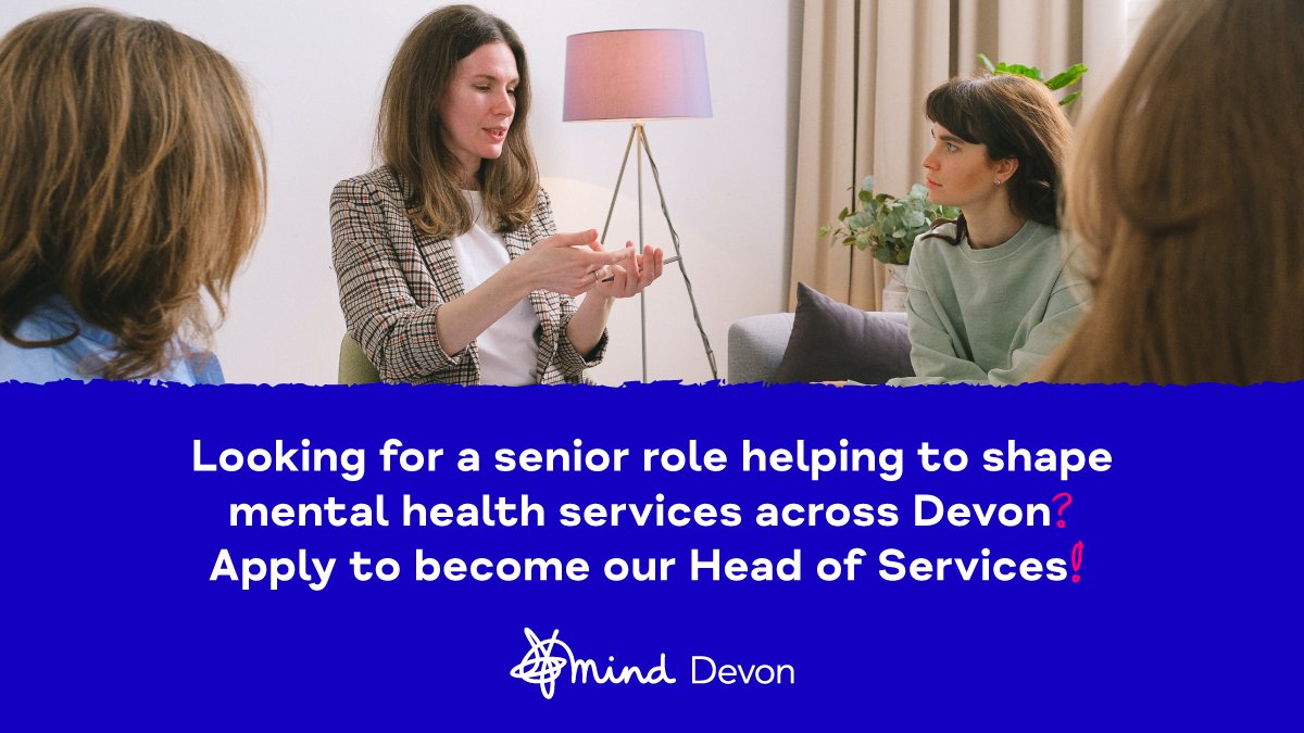 Please RT to your networks! #HiringNow 

We're looking for an outstanding individual to become our brand new Head of Services, leading our #MentalHealth support services into the future.

Learn more and apply: devonmind.com/get-involved/w…