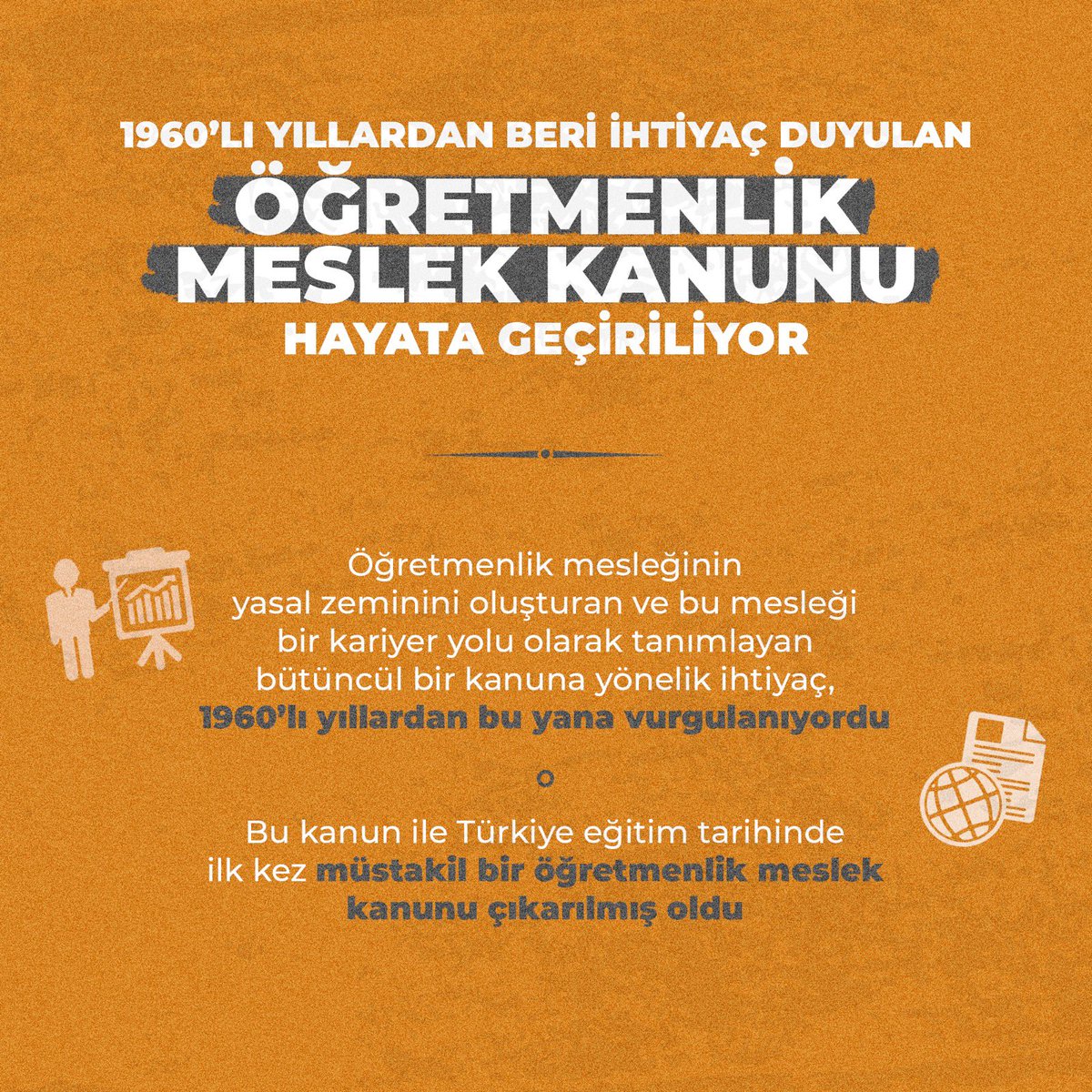 📌Öğretmenlik Meslek Kanunu, Resmî Gazete’de yayımlanarak yürürlüğe girdi. 

✔️Tüm öğretmenlerimize ve eğitim camiamıza hayırlı olsun. 
📰resmigazete.gov.tr/eskiler/2022/0…

#60YıllıkÖzlemSonaErdi

@serkangur_ist 
<a href="/tcmeb/">Millî Eğitim Bakanlığı</a>