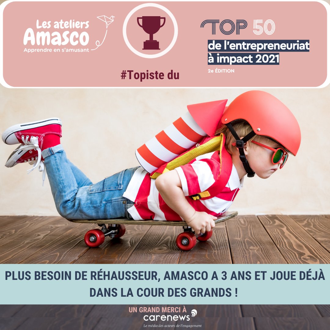 Ateliers Amasco est si fier de vous annoncer que nous sommes Topiste du 🚀 #Top50Impact 
Merci à Carenews et à ses partenaires experts <a href="/Haatch/">Haatch</a>, <a href="/BNPParibas/">BNP Paribas Group</a> et l'@ESSECBusinessSchool pour nous avoir reconnus dans ce classement des 50 acteurs de #ESS à #impact.. 👏  #Top50Impact