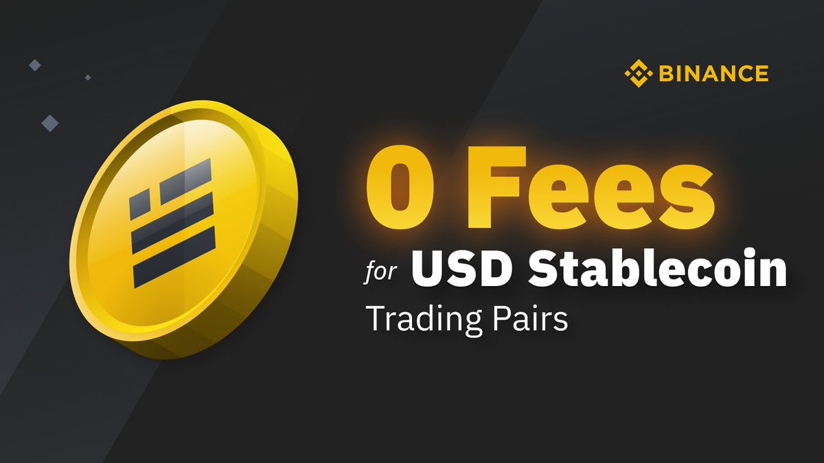 Binance extends the Zero Trading Fee Promotion to all $USD stablecoin  trading pairs. ➡️ https://t.co/jpXJvspHUO