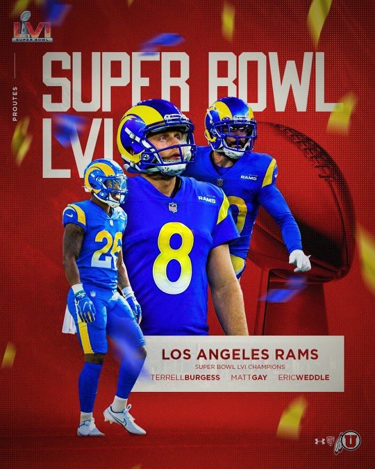 UtahUteFans's tweet photo. Super Bowl Champs! #SuperBowl

Congratulations Eric Weddle, Matt Gay and Terrell Burgess. 

#Utes #GoUtes #UtesInTheNFL #UBoyz https://t.co/BLVhE3zMzB