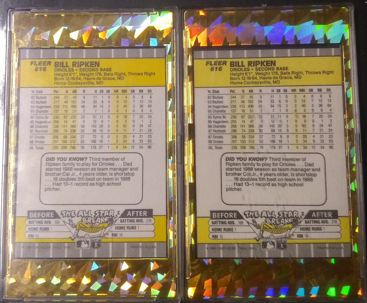 Billy Ripken 1989 Fleer #616 FF Error card and Black Box card (not reprints) both cards for $60 shipped BMWT. PP, cashapp and Venmo accepted