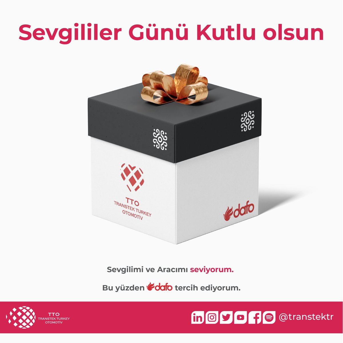Sevgililer Gününüz kutlu olsun ❤️ Dafo araç yangın söndürme sistemleri ile hem aracınızı koruyun hem de sevdiklerinizi güvenle taşıyın.  #transtekturkeyotomotiv #sevgililergünü #otomotiv #dafo #yanginsondurmesistemleri