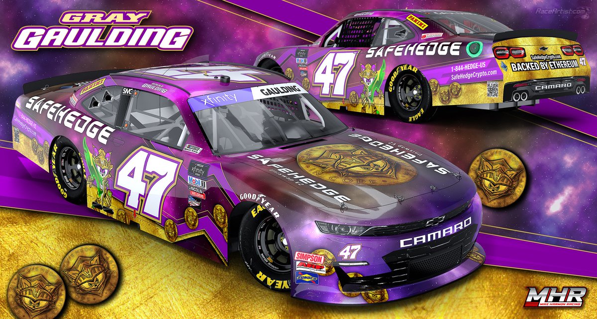 graygaulding's tweet photo. Check out our new #47 @SafeHedgeCrypto ECR-powered Camaro headed to @DAYTONA !!! Shout out to all my sponsors, fans, family and friends for helping me chase my dreams! https://t.co/nI6zbf4fBd | #SafeHedgeCrypto | #WhoDoYouCollect | #XfinityRacing | #MikeHarmonRacing | SMG-PR https://t.co/9Dp1VT7oCW