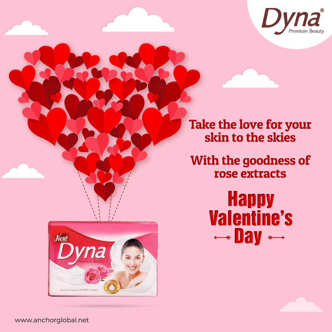 Let Dyna’s touch of love hydrate your skin and spread the alluring fragrance of rose in the air. Dyna wishes you a Happy Valentine’s Day!

#happyvalentinesday #dyna #dynapremiumbeauty #DynaSoap #roseandmilk