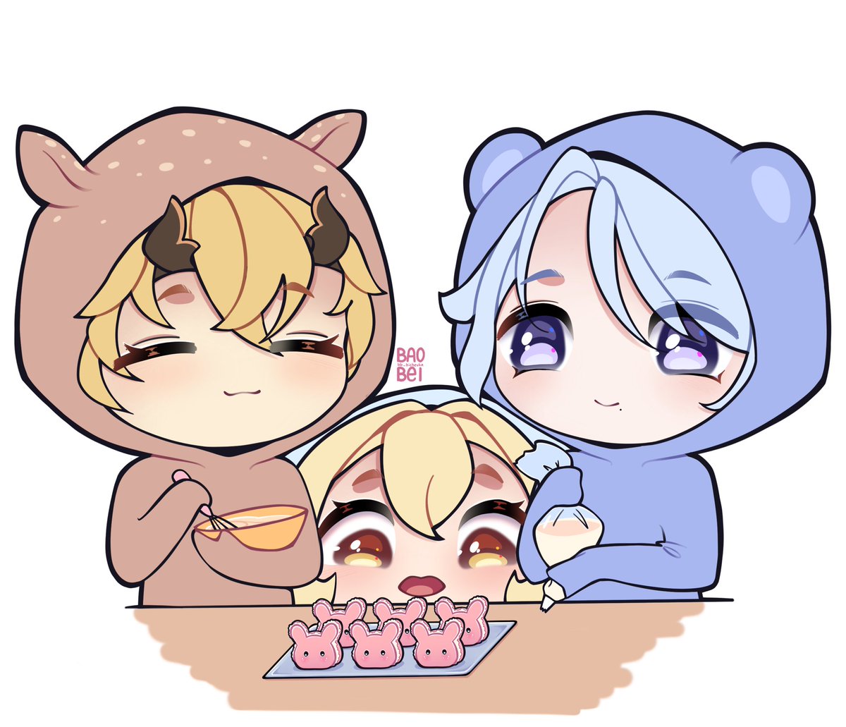 baobei_bu's tweet photo. Happy Valentine’s Day 🧡💛💜

#genshin #thoma #lumine #ayato #thomato https://t.co/jdnrGH8vjk