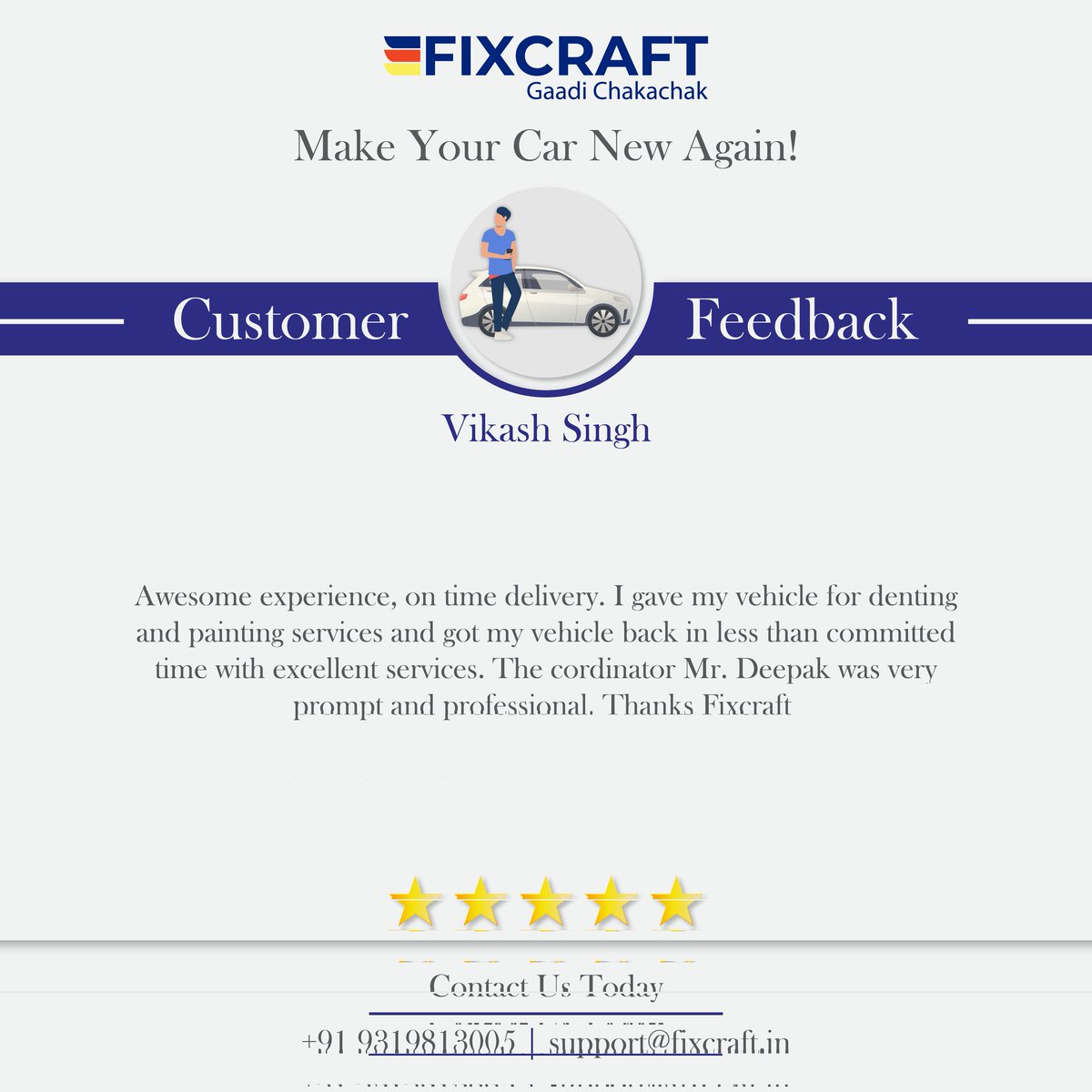 Fixcraft_in's tweet photo. Our customers are at the core of what we offer, and we would love to continue being the one-stop solution for all your #vehiclemaintenance needs. 

Visit our website to book your slot or get a free estimate. Link in Bio. 

#fixcraft #fixitwithfixcraft #GaadiChakaChak https://t.co/2WJUVWYD8W