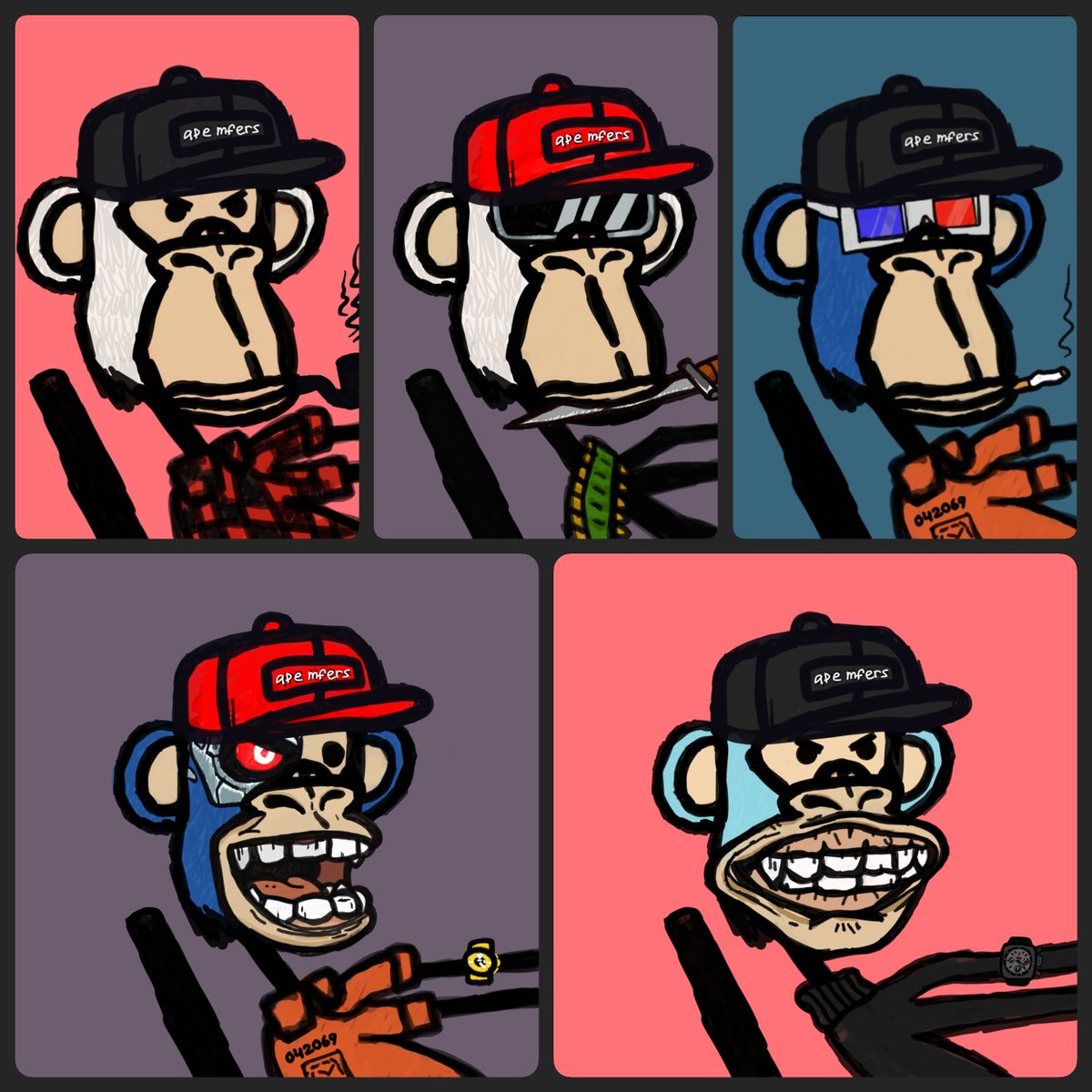 Geoffro13783's tweet photo. Get those caps on mfers !! @apemfers #apemferstogether 
LFG MFERS 🚀🦍🚀🦍🚀🦍 https://t.co/S6vuYfGzSr