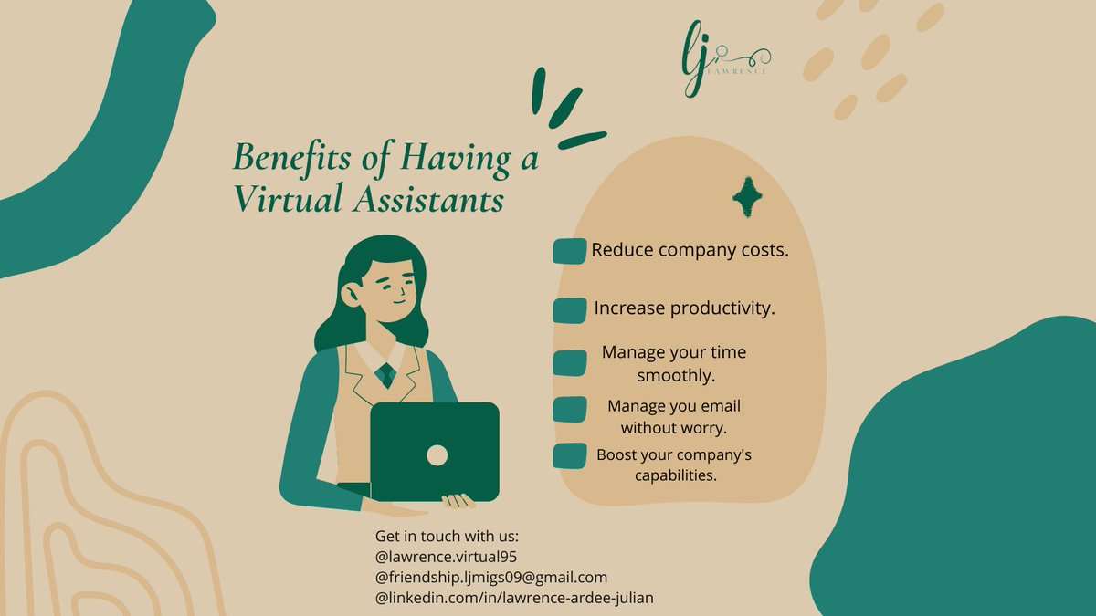JulianArdee's tweet photo. VA are capable to do simple jobs, but they do much more. They can  assist you in enhancing your company's efficiency. 🎨🔝🏢

Get in touch with meat 📧friendship.ljmigs09@gmail.com and
Or book an appointment at https://t.co/EH0C4glHtB

#vabenefits
#vaadvantages https://t.co/1YsYJArVTF