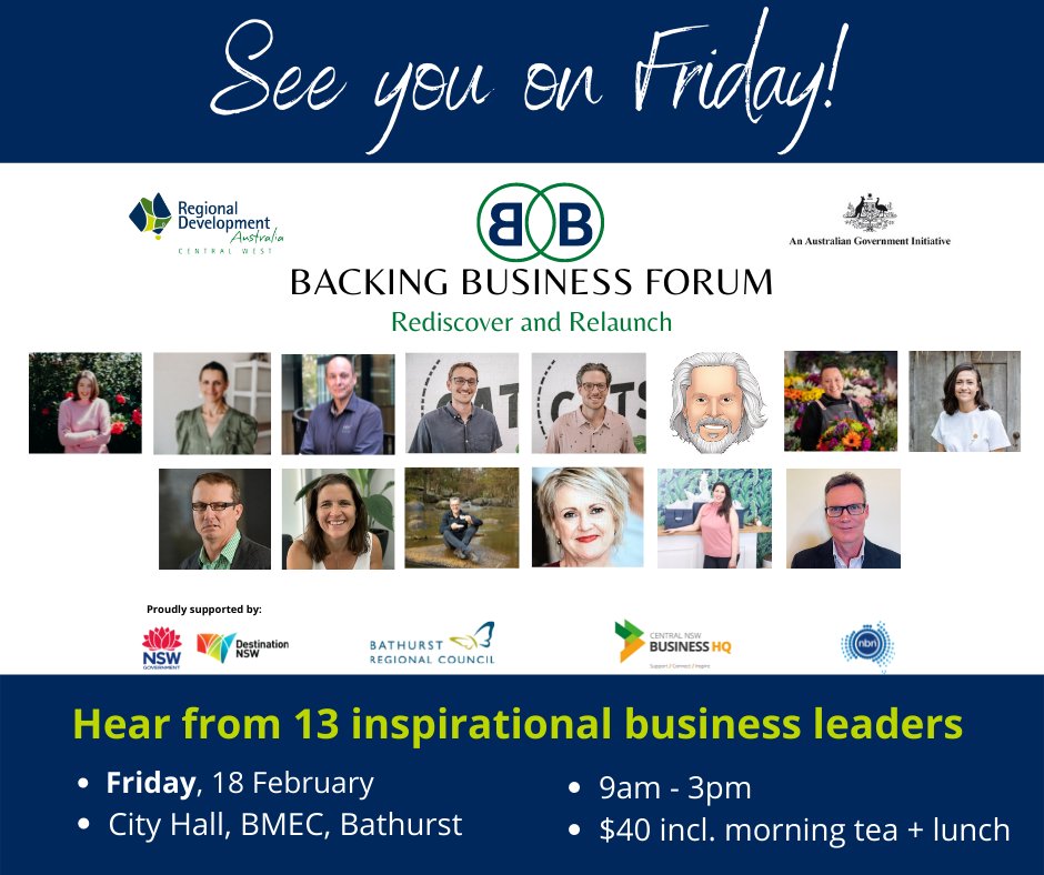 upstairsstartup's tweet photo. Get to the Bathurst Memorial Entertainment Centre (BMEC) on Friday to hear from 13 business leaders, including our own Craig Murphy! Tickets are $40 and include morning tea and lunch. 
Tickets can be purchased via Eventbrite here: https://t.co/lgadqWVtZ9 https://t.co/jv2Jd4li53