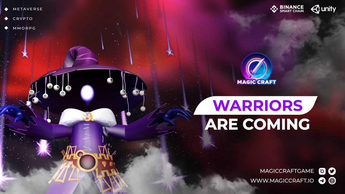 MagicCraftGame's tweet photo. Are you ready for $MCRT #NFTs to enter the #metaverse?🔥
#MagicCraftGame
Warriors are coming, Prepare to summon ⚔️
#GameFi #P2E #NFTMarketplace #MagicCraftNFTs #Crypto https://t.co/PBRlJ7UCT5