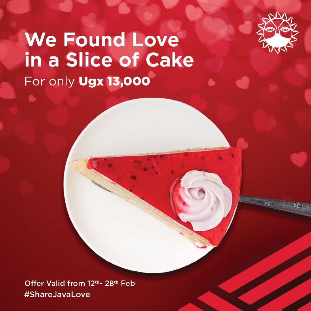JavaHouseUG's tweet image. Enjoy your perfect slice of paradise. Bring your chosen person to Java Lugogo, Jinja, Acacia Place & Total Acacia and try our all new Raspberry Valentine's cake. Available until end of February. Also available for delivery through food apps. #ShareJavaLove #JavaLove