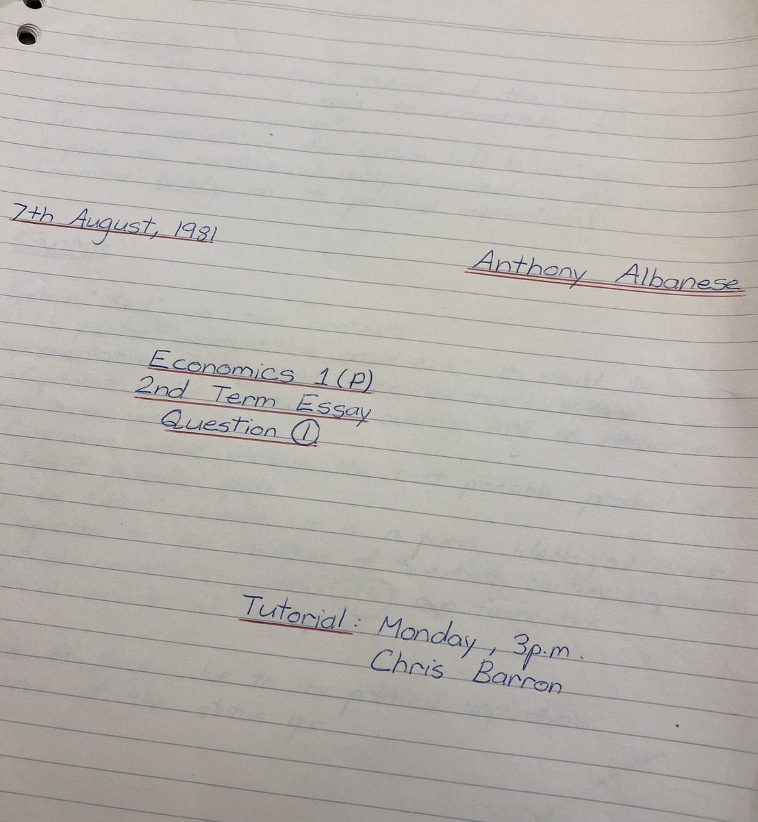 AlboMP's tweet photo. Given that Josh Frydenberg is interested in things I’ve said more than three decades ago, with one even making front page ‘news’, here’s my 1981 essay on ‘The Neoclassical Theory of the Competitive Market System’ as submitted to Sydney Uni as part of my Economics Degree. https://t.co/3zmPSwpwR7