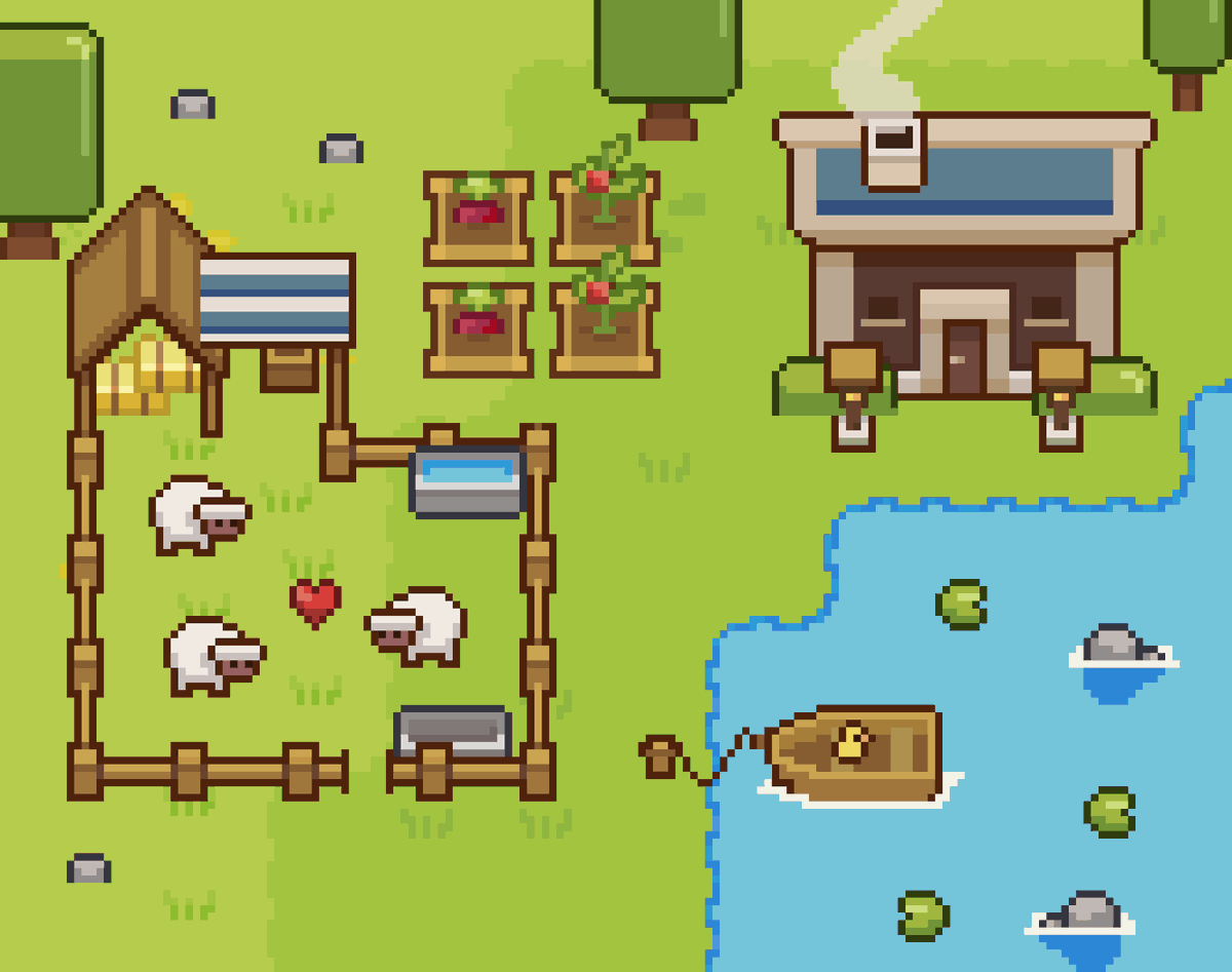 part 2 
cute sheep on a small farm

#gamedev #pixelart #ドット絵 #pixels #indiedev #gameart #digitalart