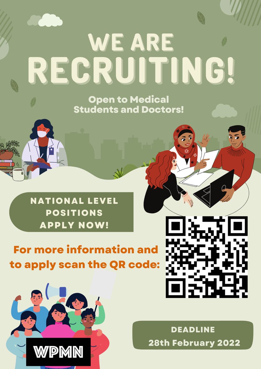 🩺Are you a medical student/doctor?

🧑🏽‍⚕️Passionate about making the medical workforce more representative of society?

📢Keen to gain national leadership and teamworking experience?

Join the WPMN team in one of our national representative roles! (1/2)