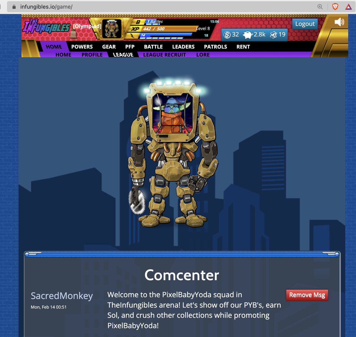 SacredMonkeyman's tweet photo. @PixelBabyYoda can now squad up on https://t.co/JbvtwbvrVf 
Lets "Force" our way to the top 
Get a Yoda here https://t.co/zYfFjbuura

Get your Mech to throw your NFT in and start battling Here https://t.co/JHpHk74AGj

#Solana #PixelBabyYoda #NFT  #web3 #crypto #games https://t.co/bnqIT45D64
