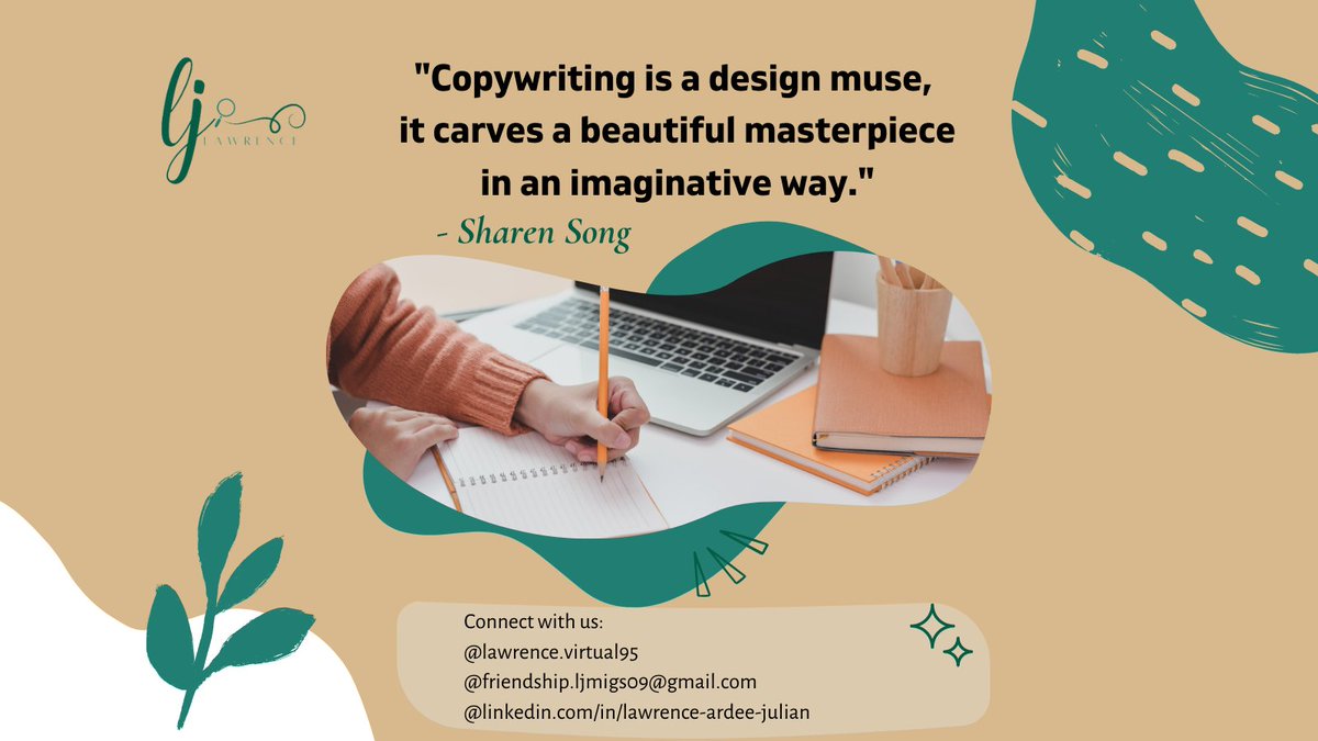 JulianArdee's tweet photo. One best aspect of copywriting is its ability to create a masterpiece✍ 👩‍🎨that builds your brand a strong connection with your audience.
I can help you!💪

Contact me at 👩‍💼 https://t.co/LJGPfg6Gda
Or book an appointment at https://t.co/EH0C4gDiSb

#copywriting
#copywritingskill https://t.co/Y26vudY9GC
